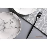 Bộ đĩa ăn hoa văn, bộ dĩa ăn 4 cái phong cách Châu Âu hiện đại Granite Style Luxury Restaurant 20.5cm.