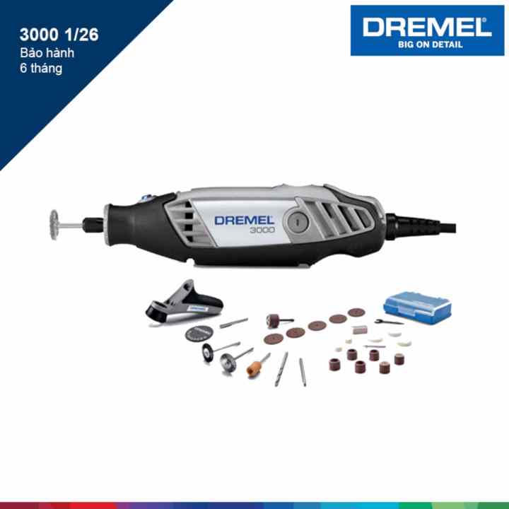 Bộ dụng cụ đa năng Dremel 3000 1/26, 26 phụ kiện Dremel F0133000PK (Đen phối trắng)