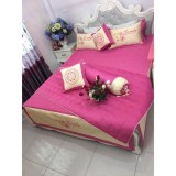 Bộ ga mền gối cotton satin Hàn Quốc cao cấp (loại ga phủ) - 160x200x20cm màu Hồng