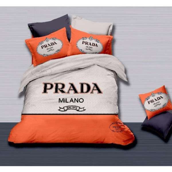 Bộ ga trải giường Drap có vỏ chăn mền họa tiết Prada màu cam