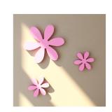 [HCM]Bộ 3 Hình Bông Hoa Gỗ Trang Trí Dán Tường 3D (Hồng)