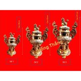 [Trả góp 0%] Bộ Lư Hương Vĩnh Tiến 2VT-Tam Sự 3 món gồm-  Lư hương tròn cao 42cm đôi chân nến cao 38cm - Đồ thờ phụng cao cấp liên doanh Đài Loan