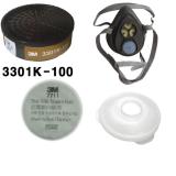 Bộ Mặt Nạ Lọc Độc Chuyên Dụng 3200 Và 1 Phin Lọc 3301K-100 + 1 Màng Lọc Cotton 3M 7711 + Nắp Nhựa 774 (Xám)