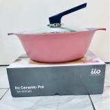 Bộ nồi 24cm ceramic Ilo vân đá màu hồng Korea