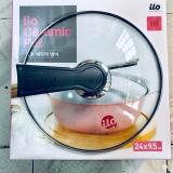 Bộ nồi 24cm ceramic Ilo vân đá màu hồng Korea