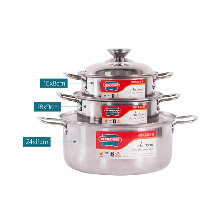 Bộ nồi chảo tiện dụng SUNHOUSE SH223-CT1824C (Đen)