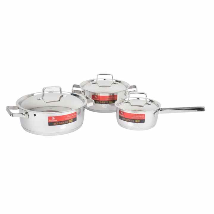 Bộ nồi quánh inox 3 đáy bếp từ Milan HC-06ML