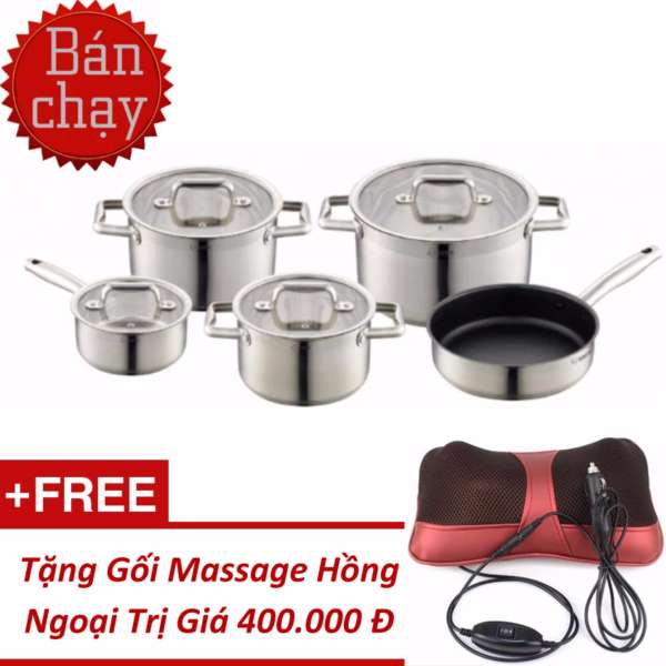 Bộ nồi từ cao cấp Arber 5 chiếc AN - 05I + Tặng Gối massage hồng ngoại