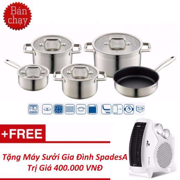 Bộ nồi từ cao cấp Arber 5 chiếc AN - 05I + Tặng Máy Sưởi Gia Đình SpadesA