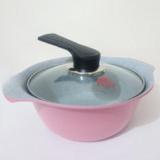 Bộ nồi vân đá ceramic ilo 21cm màu hồng Korea