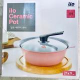 Bộ nồi vân đá ceramic ilo 21cm màu hồng Korea