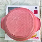 Bộ nồi vân đá ceramic ilo 21cm màu hồng Korea