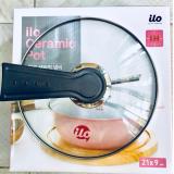 Bộ nồi vân đá ceramic ilo 21cm màu hồng Korea