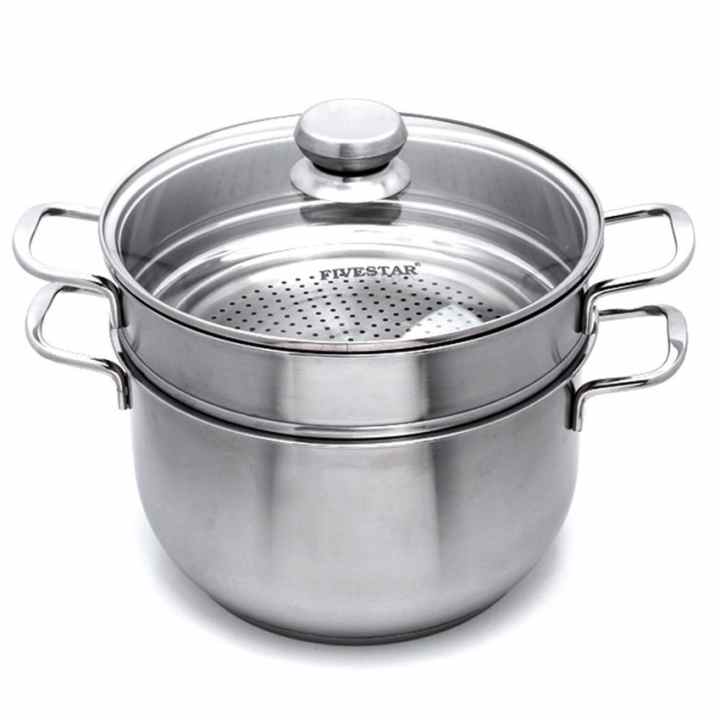 Bộ nồi xửng 3 đáy nắp kính 26cm Fivestar ST26-3DG