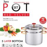 Bộ nồi xửng hấp Elmich inox 304 Red Velvet 28cm EL0979