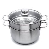 Bộ nồi xửng hấp Inox 3 đáy Fivestar 24cm nắp kính dùng bếp từ
