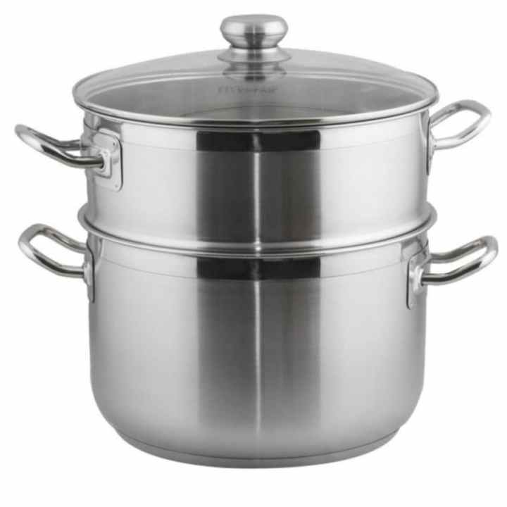 Bộ nồi xửng hấp Inox 3 đáy Fivestar 30cm dùng bếp từ nắp kính
