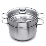 Bộ nồi xửng inox 3 đáy nắp kiếng 26 cm Fivestars ST26-3DG (Bạc)