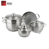 Bộ nồi xửng inox 3 đáy nắp kính FiveStar FS08CG1