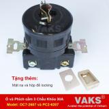 Bộ phích cắm (PC2-6207) và ổ cắm locking (OC7-2607) 1 pha 3 chấu khóa 30A + tặng mặt nạ và hộp đế nổi