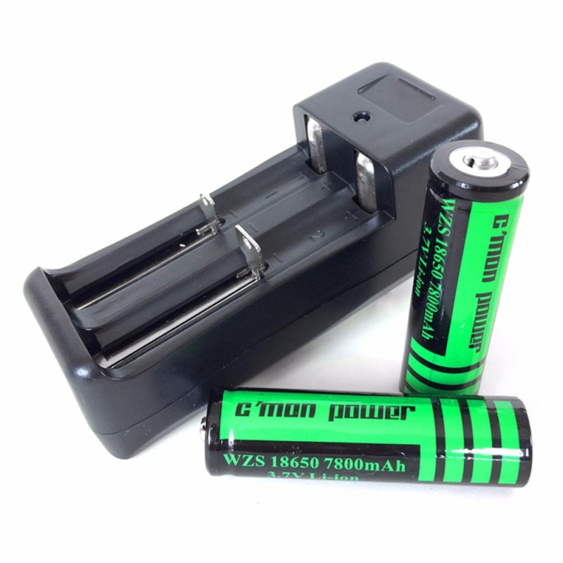 Bảng giá Bộ sạc đôi và 2 pin sạc li-ion 18650 CMON POWER 7800mAh 3.7V (dùng cho đèn pin - xanh lá)