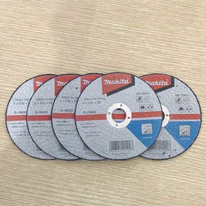 Bộ sản phẩm 5 viên đá cắt Makita D-18655 Ø100x2.5x16mm.