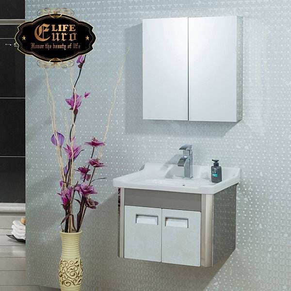 Bộ tủ Lavabo Inox +  tủ kiếng soi Eurolife CB-S04