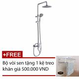  Bộ vòi sen tắm đứng nóng lạnh Eurolife EL-S901 (Trắng bạc) - Tặng  Kệ treo khăn tắm Nhôm đa chức năng Eurolife EL-B9