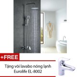 Bộ vòi sen tắm đứng nóng lạnh Eurolife EL-S906-1 New (Trắng bạc) + Tặng vòi lavabo nóng lạnh Eurolife EL-8002