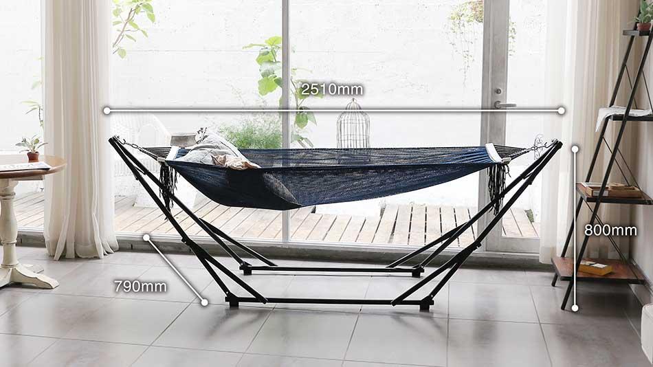 Sifflus Japan - Bộ Võng Xếp Cao Cấp Stylish Garden Ultra Hammock (Đen Bóng)