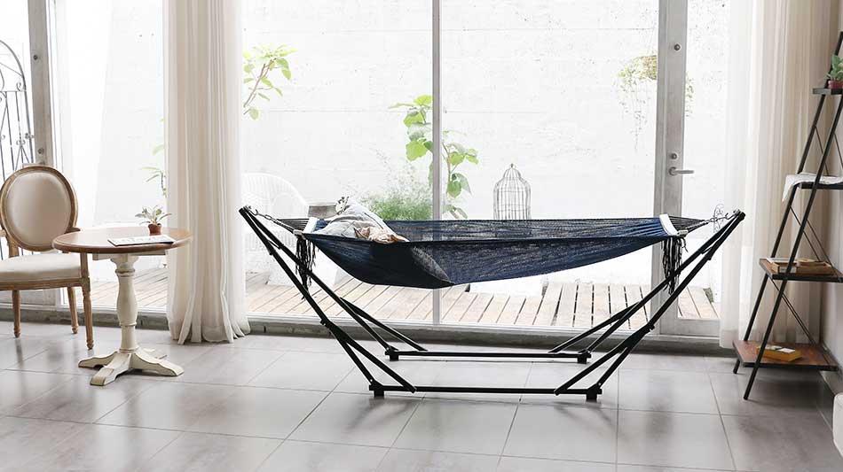 Sifflus Japan - Bộ Võng Xếp Cao Cấp Stylish Garden Ultra Hammock (Đen Bóng)