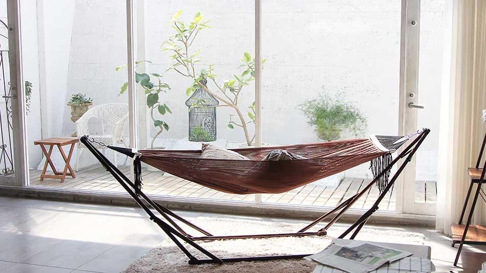 Sifflus Japan - Bộ Võng Xếp Cao Cấp Stylish Garden Ultra Hammock (Nâu)