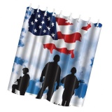 BolehDeals American USA Flag Patriotism Soldier Painted Polyester Bath Shower Curtain - intl