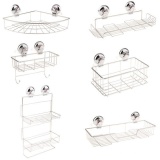 BolehDeals Bath Shower Caddy Suction Bathroom Organize Tidy Basket Stainless Steel #1 - intl