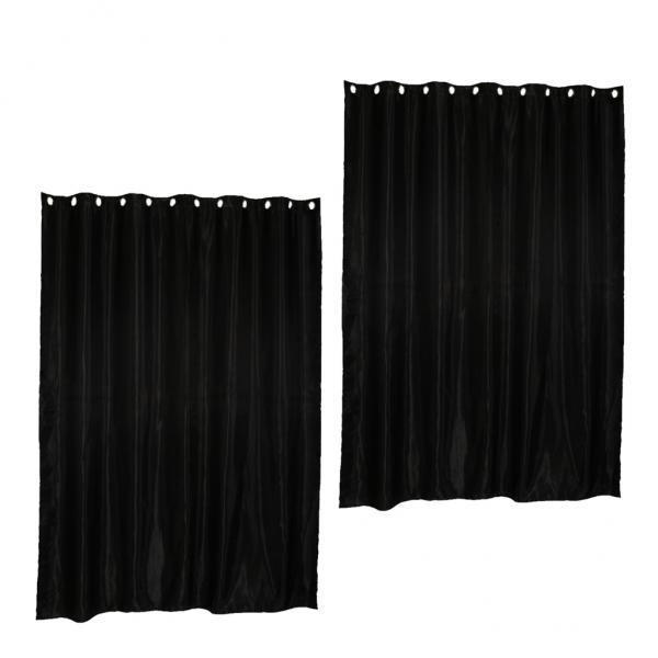 BolehDeals Cặp Satin Màn Che Cửa Sổ Mất Điện Màn Che Bóng Mát Drap Đen Grommet_L-quốc tế