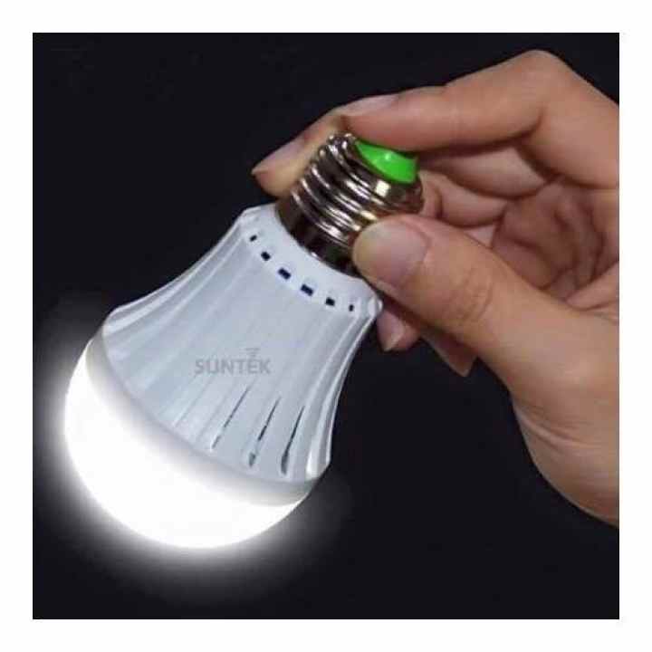Bóng đèn LED tích điện thông minh SUNTEK 9W + Tặng kèm Đèn ngủ cảm biến ánh sáng KM-S5211 trị giá 99.000đ (Trắng)