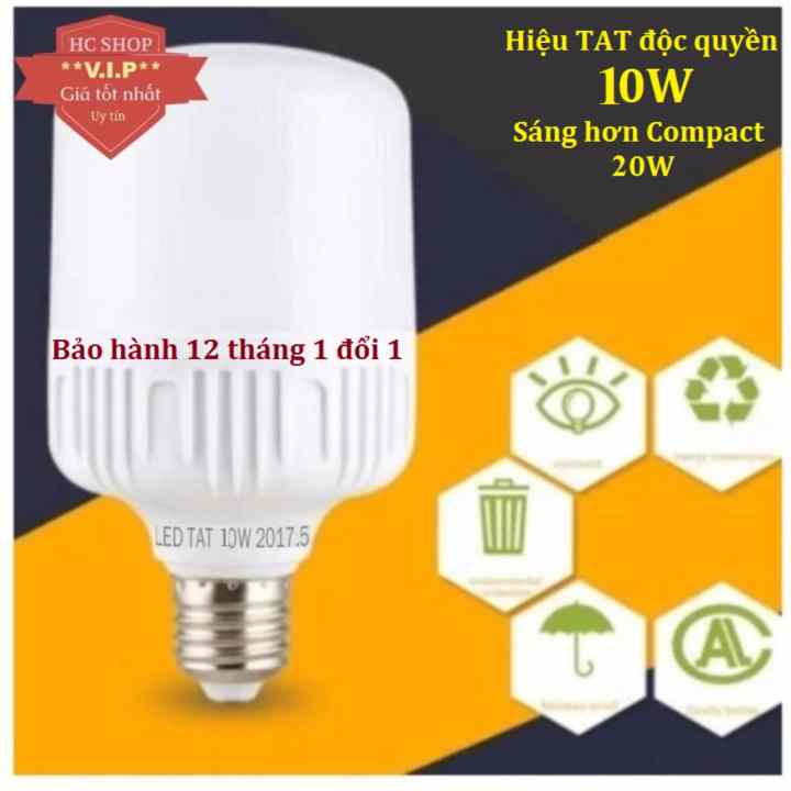 Bóng đèn Led trụ 10W Cao cấp - Siêu sáng - Tiết kiệm điện (Trắng)