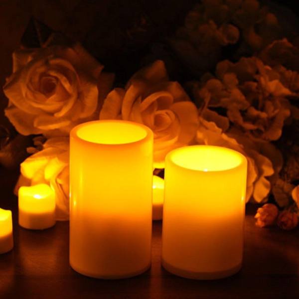 Bulk LOT Flickering Flameless Resin Pillar LED Candles Light Timer Wedding Party - intl
