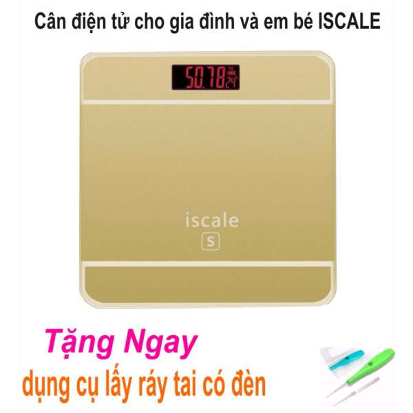 Cân sức khỏe kiểu dáng Iphone Iscale Hàng Chất Lượng cao (Vàng) + Dụng Cụ Lấy Ráy Tai Có Đèn