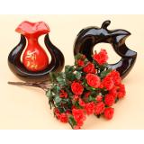Cành hoa lụa Đỗ quyên màu đỏ 12 bông