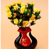 Cành hoa lụa Đỗ quyên màu vàng 12 bông