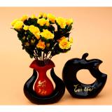 Cành hoa lụa Đỗ quyên màu vàng 12 bông