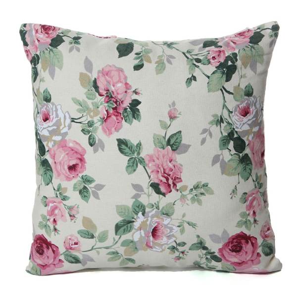 Canvas Plant Flower Print Throw Pillow Case Sofa Car Cushion Cover Home Decor - intl