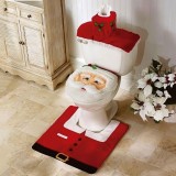 Catwalk New 3 Pcs Happy Santa Snowman Elk Toilet Seat Cover Rug Bathroom Set Decoration Christmas(Santa) - intl