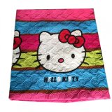 (FreeShip MAX) Chăn chần gòn kitty kẻ xanh 180cm x 200cm