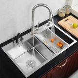 Chậu rửa chén Handmade Inox SUS 304 Eurolife C21 (Trắng bạc) + Rổ inox handmade Eurolife EL-C22