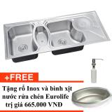  Chậu rửa chén Inox 3 hộc Eurolife C10 +Tặng rổ inox Eurolife + Bình xịt nước rửa chén