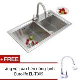 Chậu rửa chén Inox SUS 304 Eurolife C1 + Tặng vòi rửa chén nóng lạnh Eurolife EL-T005