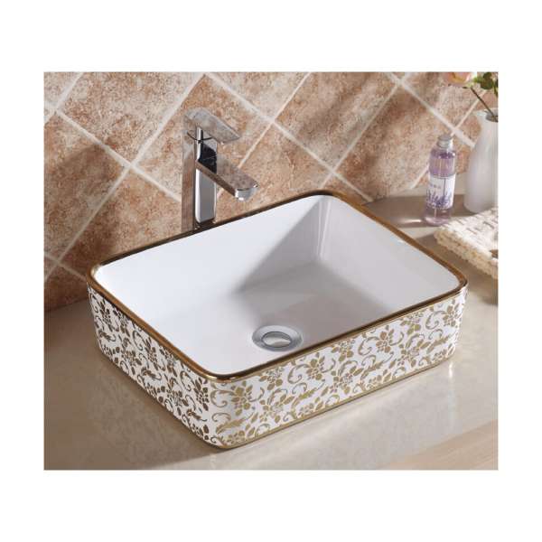 Chậu rửa mặt Lavabo dương bàn đá nghệ thuật BRM-G01 (vàng)