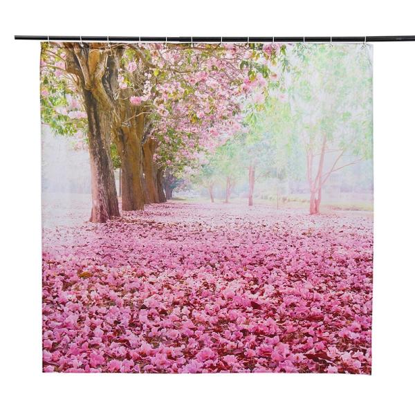 Cherry Tree Pattern Waterproof Bathroom Shower Curtain Floor Room 180x180cm Rose - intl